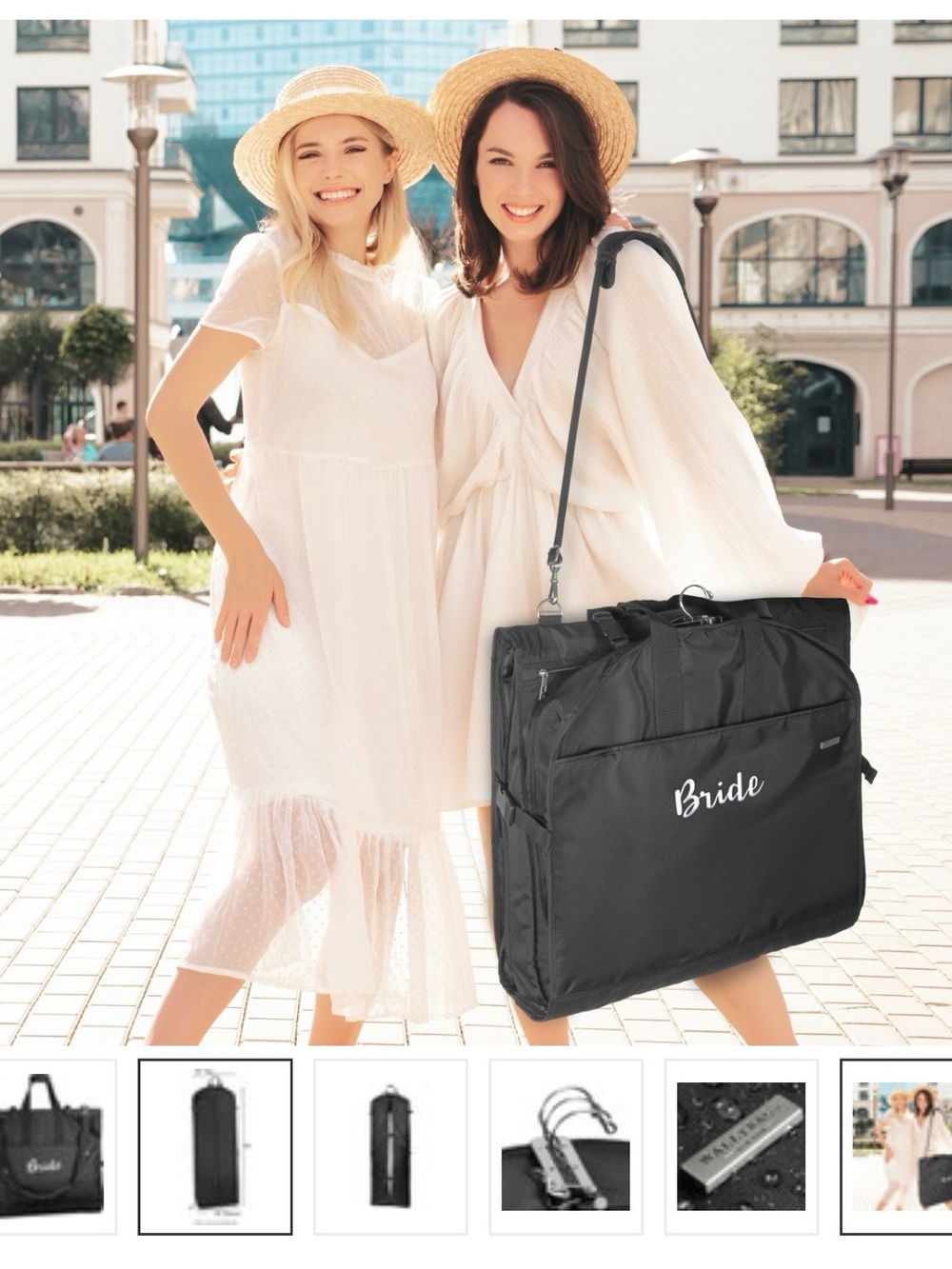 Black 'Bride' Garment Bag with Shoulder Strap - Picture 9 of 10